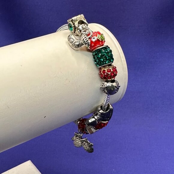Pandora-Style Christmas Themed Bracelet w/ 12 Charms - Picture 2 of 15